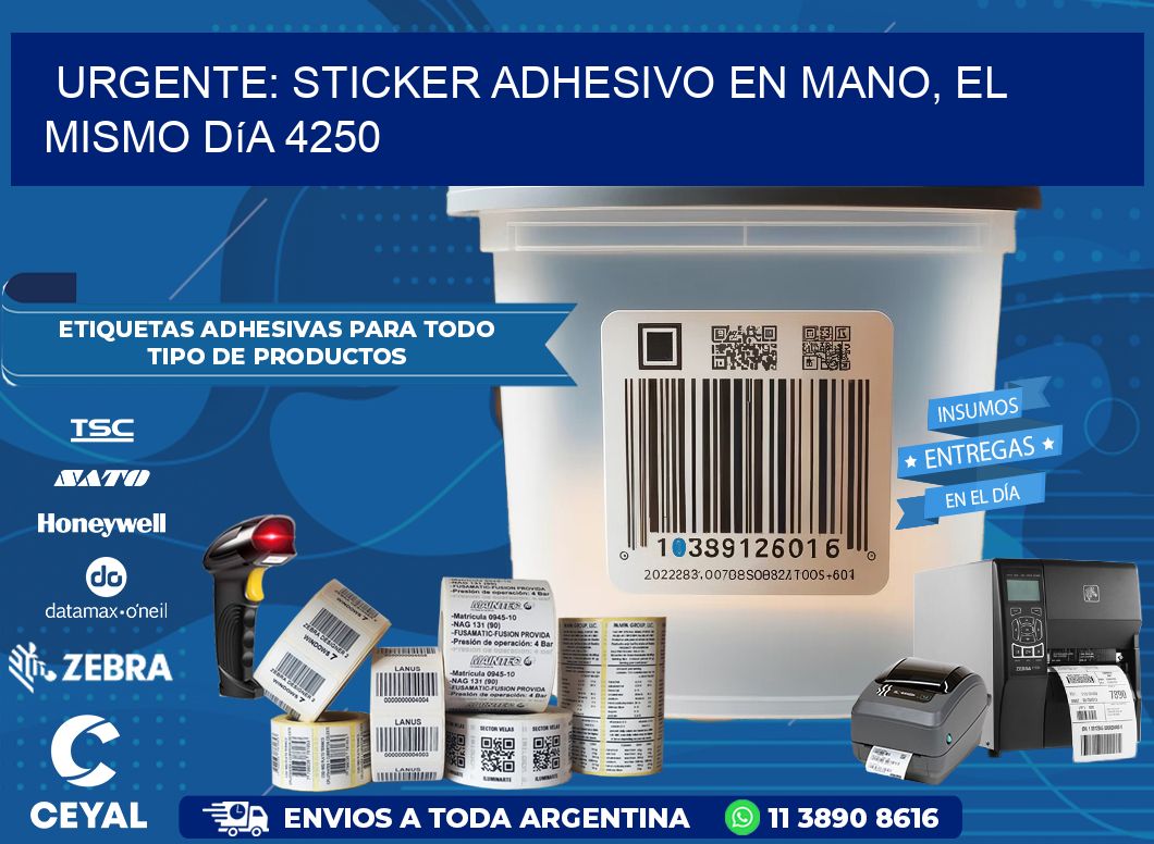 Urgente: Sticker adhesivo en Mano, el Mismo Día 4250