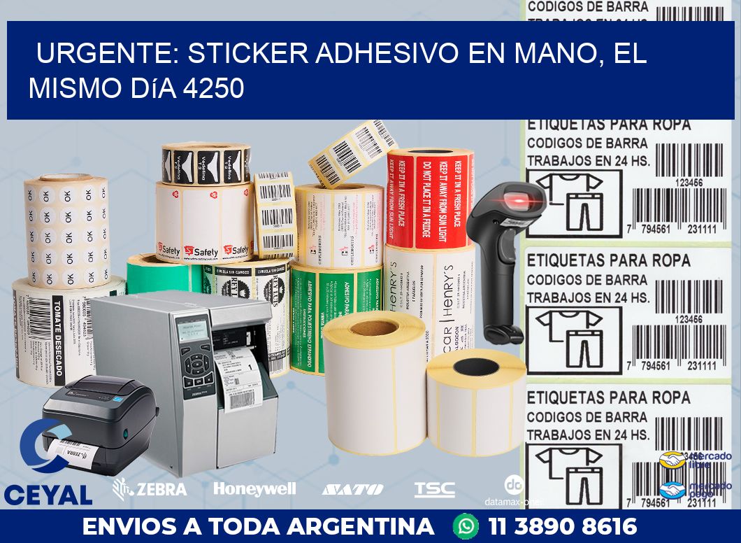 Urgente: Sticker adhesivo en Mano, el Mismo Día 4250