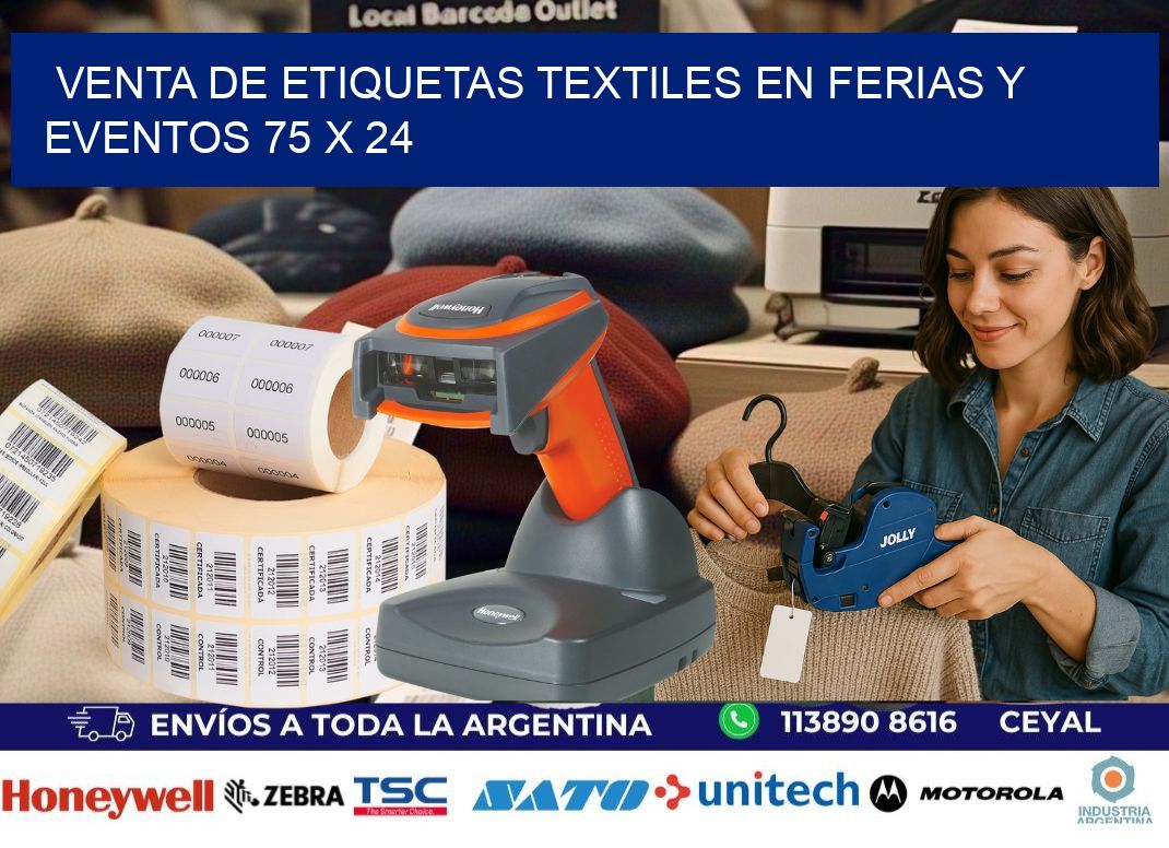 Venta de Etiquetas Textiles en Ferias y Eventos 75 x 24