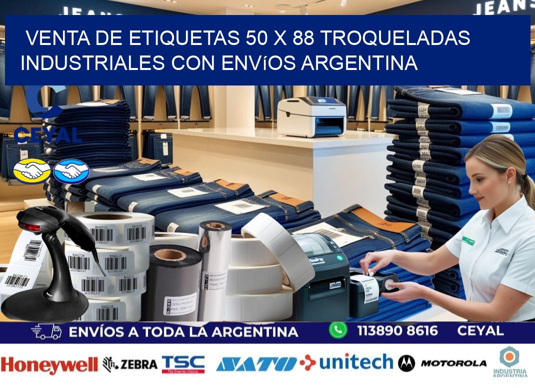 Venta de etiquetas 50 x 88 troqueladas industriales con envíos Argentina