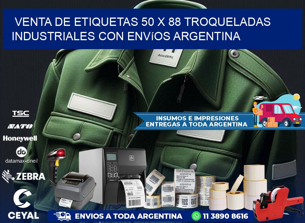 Venta de etiquetas 50 x 88 troqueladas industriales con envíos Argentina