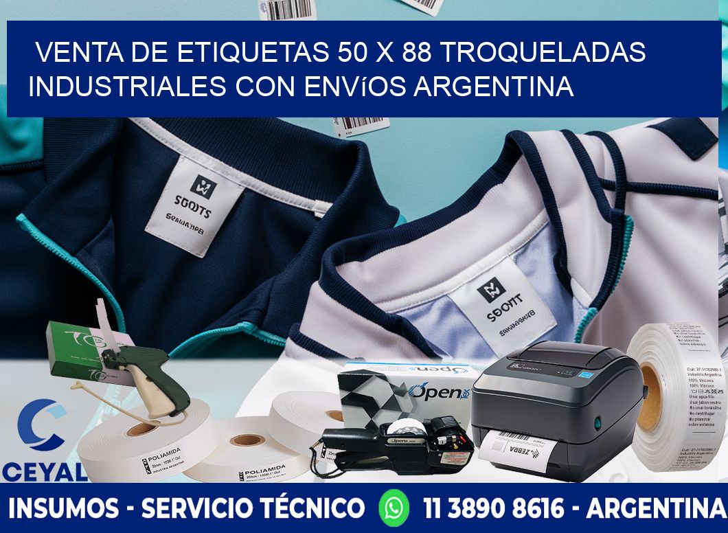 Venta de etiquetas 50 x 88 troqueladas industriales con envíos Argentina