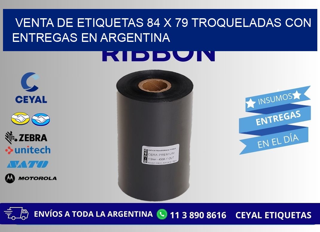 Venta de etiquetas 84 x 79 troqueladas con entregas en Argentina
