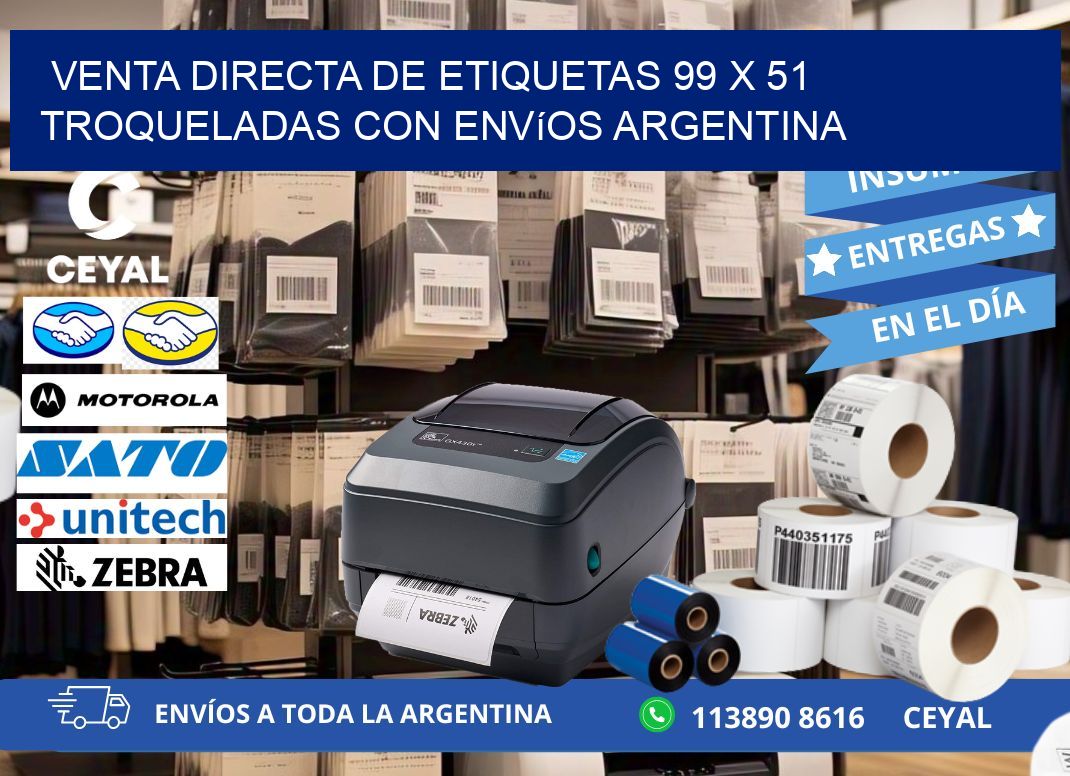 Venta directa de etiquetas 99 x 51 troqueladas con envíos Argentina
