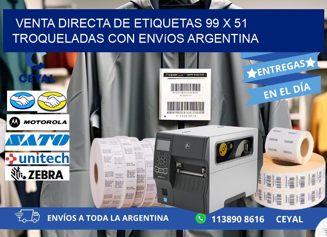 Venta directa de etiquetas 99 x 51 troqueladas con envíos Argentina