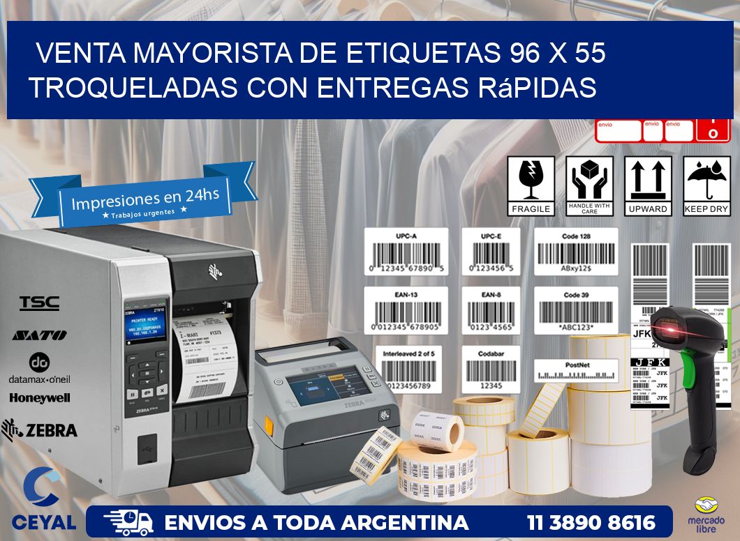Venta mayorista de etiquetas 96 x 55 troqueladas con entregas rápidas