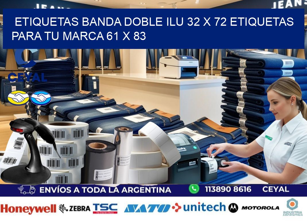 etiquetas banda doble ilu 32 x 72 etiquetas para tu marca 61 x 83
