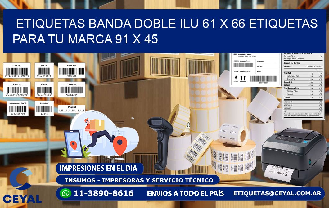 etiquetas banda doble ilu 61 x 66 etiquetas para tu marca 91 x 45