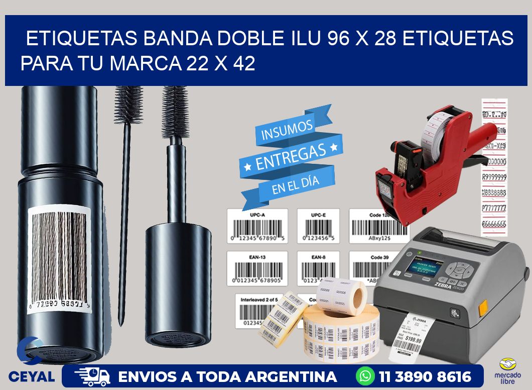 etiquetas banda doble ilu 96 x 28 etiquetas para tu marca 22 x 42