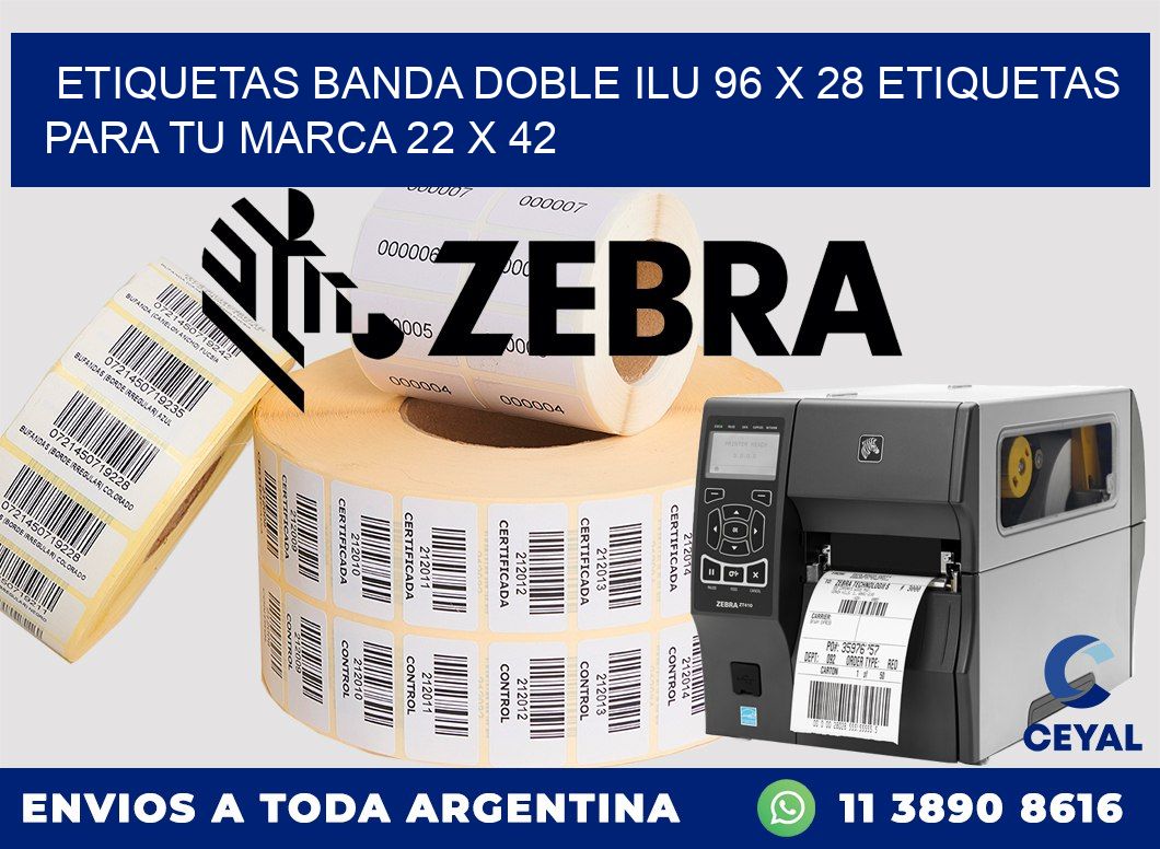 etiquetas banda doble ilu 96 x 28 etiquetas para tu marca 22 x 42