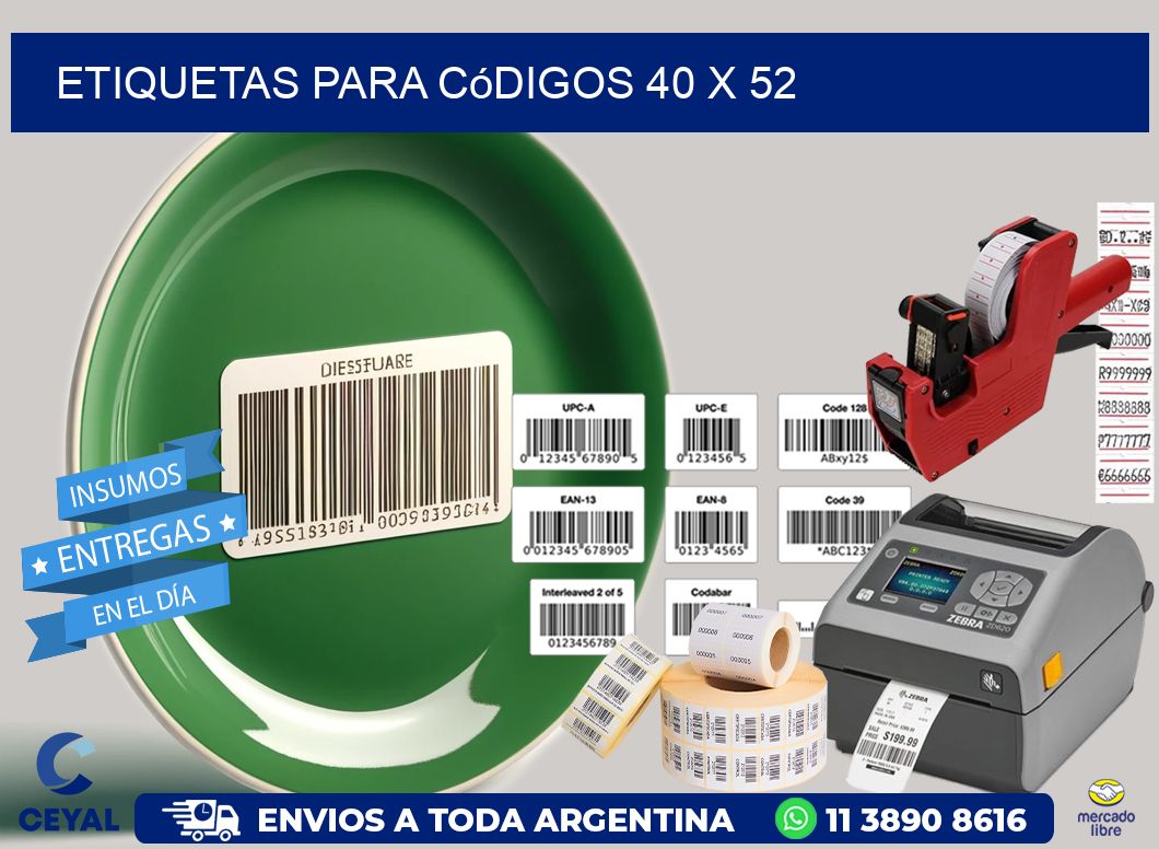etiquetas para códigos 40 x 52