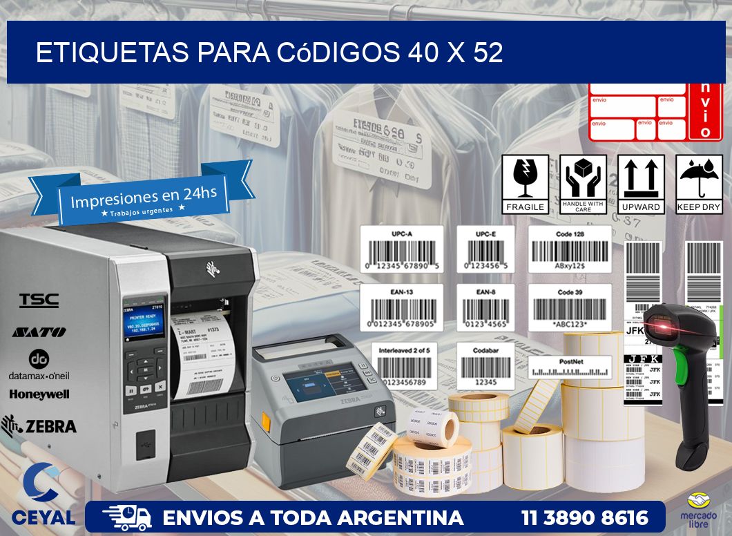 etiquetas para códigos 40 x 52