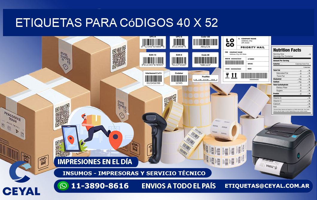 etiquetas para códigos 40 x 52