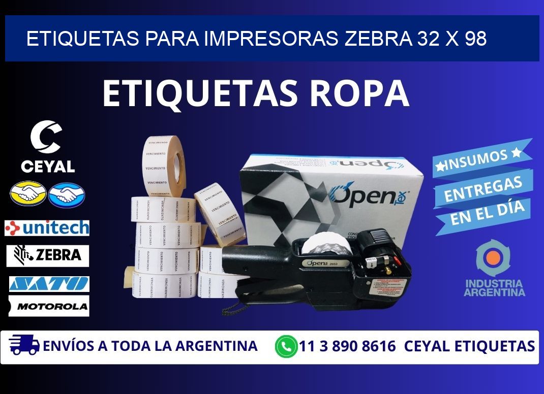 etiquetas para impresoras zebra 32 x 98