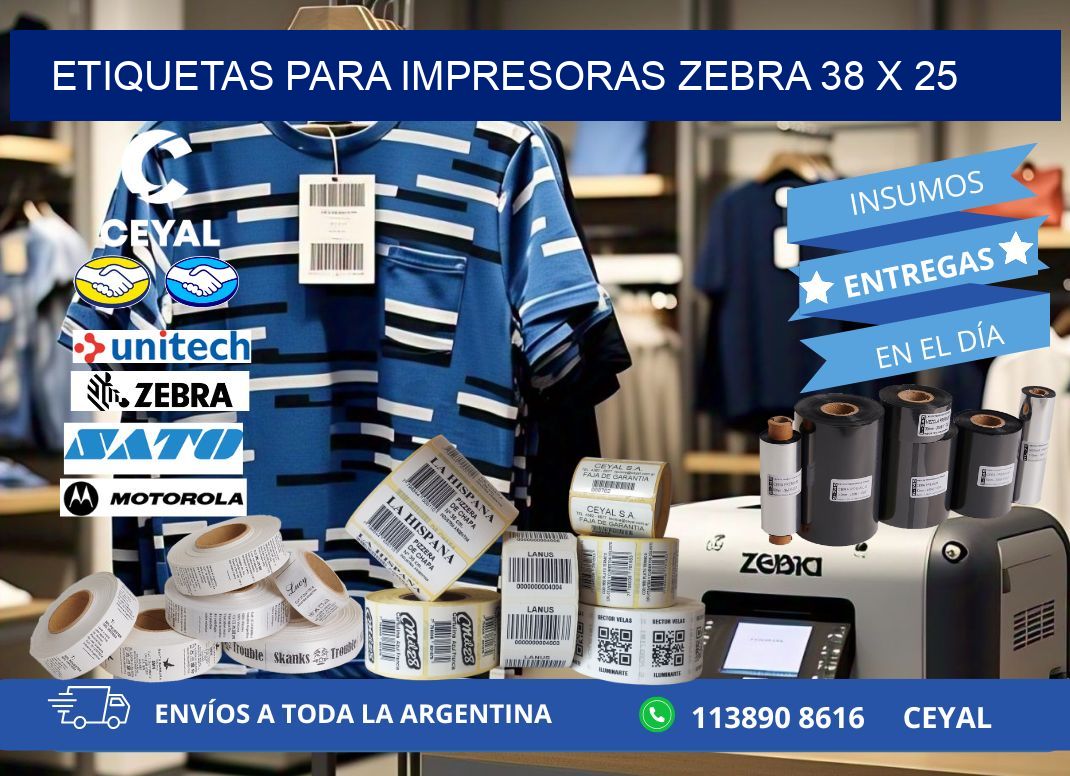 etiquetas para impresoras zebra 38 x 25