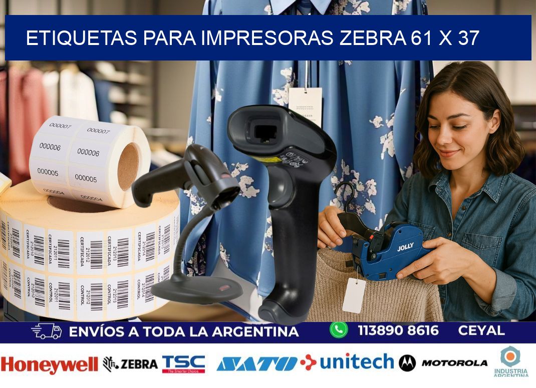 etiquetas para impresoras zebra 61 x 37