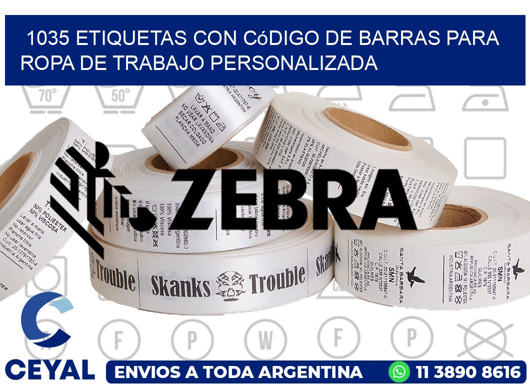 1035 Etiquetas con código de barras para ropa de trabajo personalizada