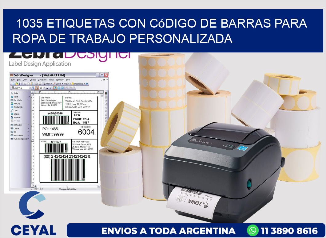 1035 Etiquetas con código de barras para ropa de trabajo personalizada
