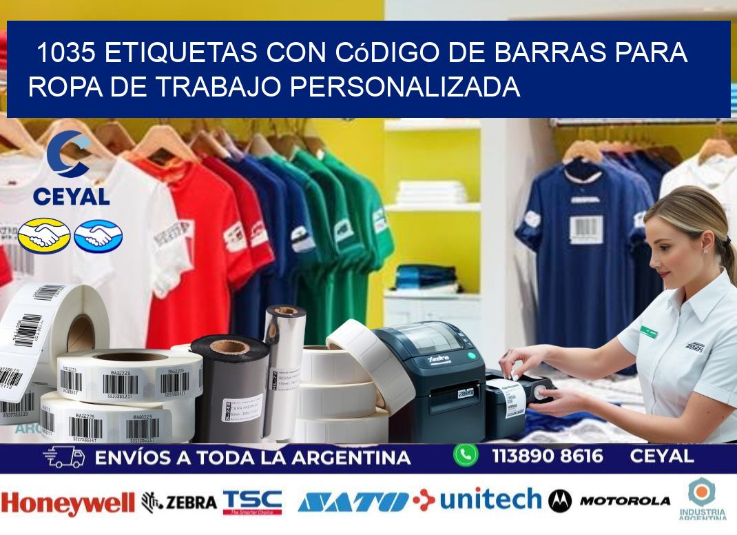1035 Etiquetas con código de barras para ropa de trabajo personalizada