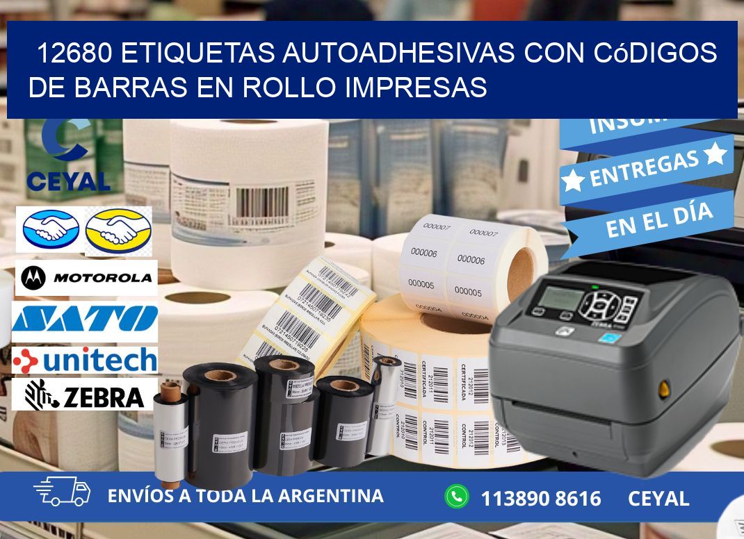 12680 Etiquetas autoadhesivas con códigos de barras en rollo impresas