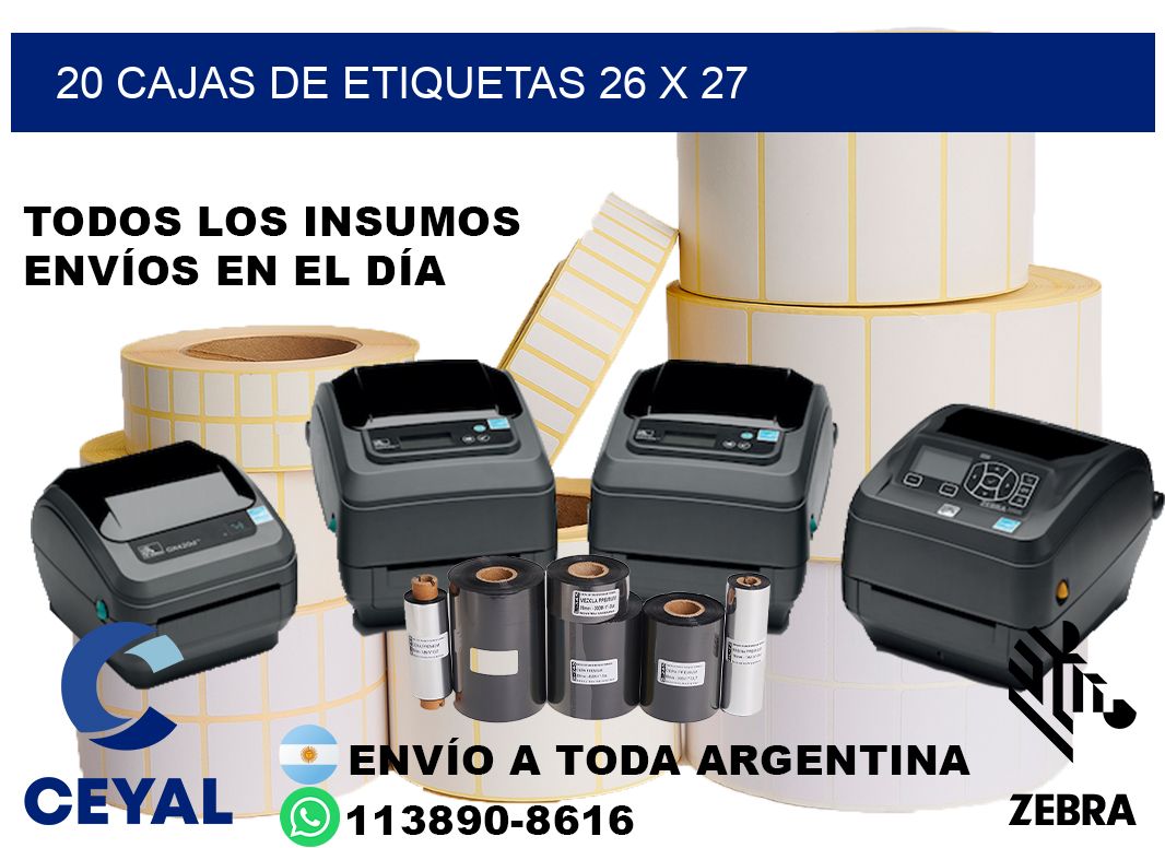 20 cajas de etiquetas 26 x 27