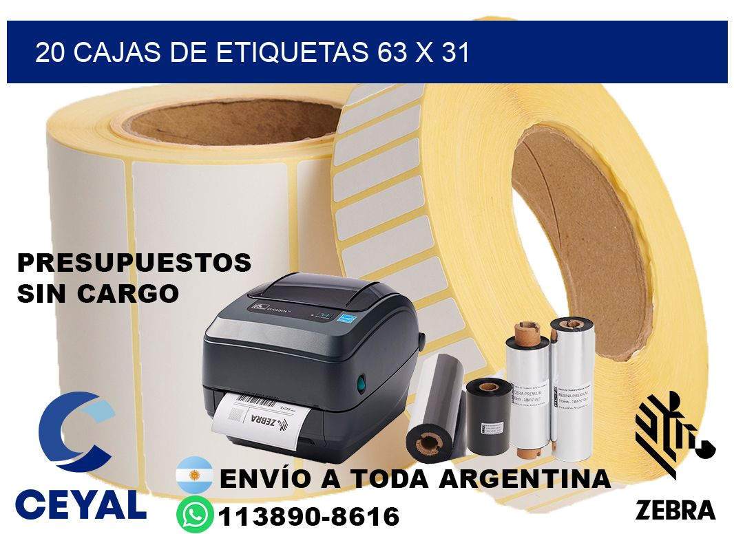 20 cajas de etiquetas 63 x 31