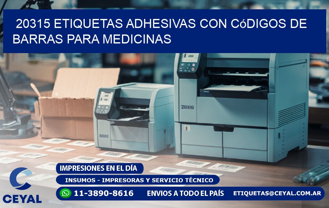 20315 etiquetas adhesivas con códigos de barras para medicinas