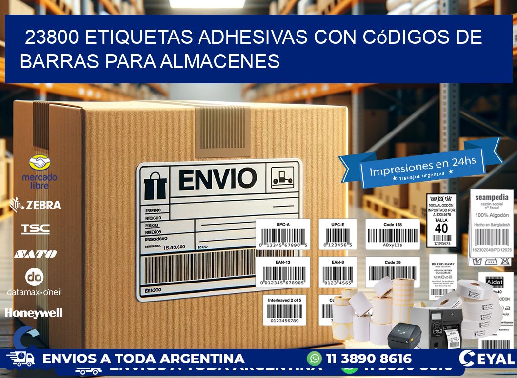 23800 etiquetas adhesivas con códigos de barras para almacenes