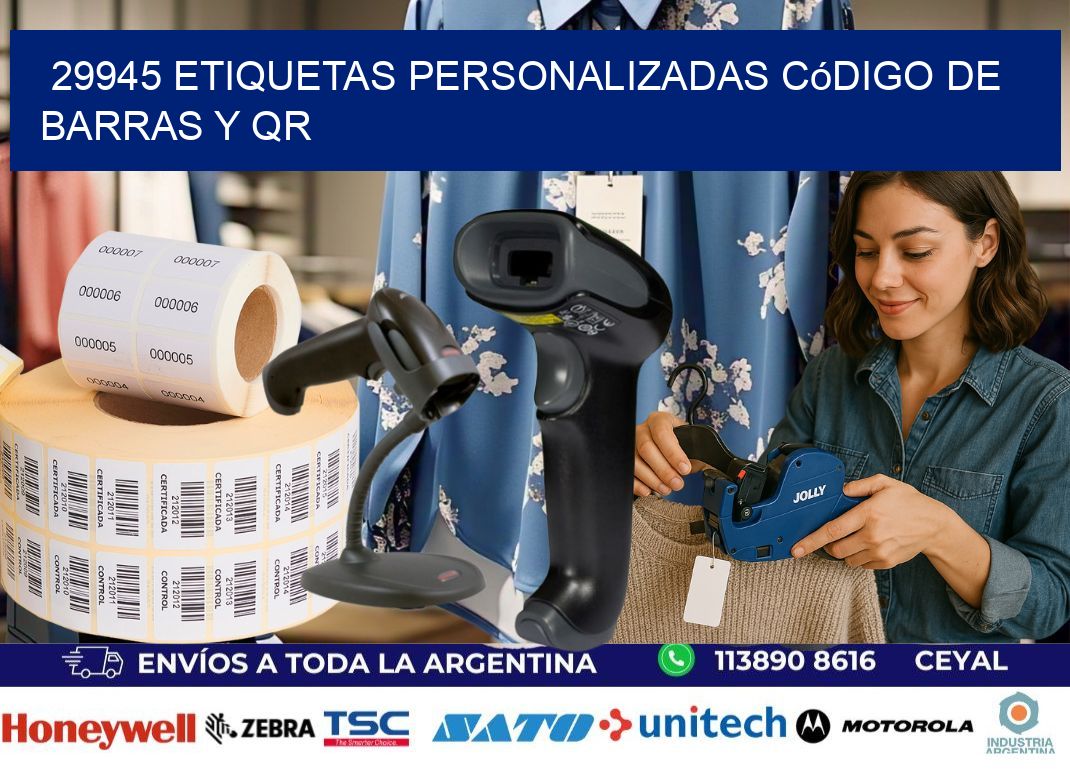 29945 etiquetas personalizadas código de barras y QR