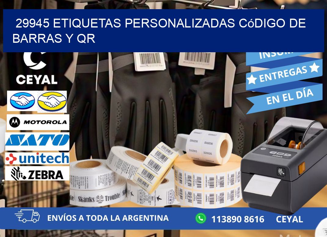 29945 etiquetas personalizadas código de barras y QR