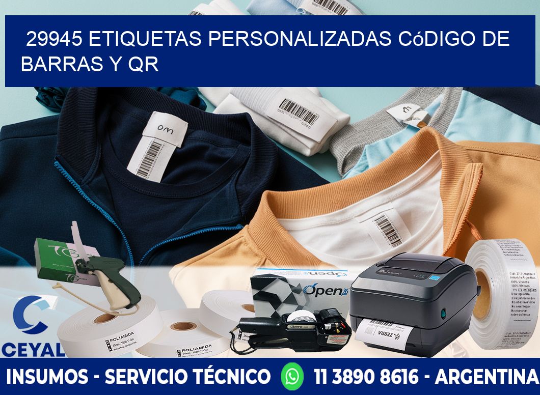 29945 etiquetas personalizadas código de barras y QR