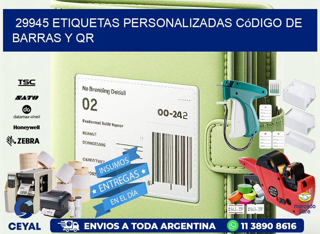 29945 etiquetas personalizadas código de barras y QR