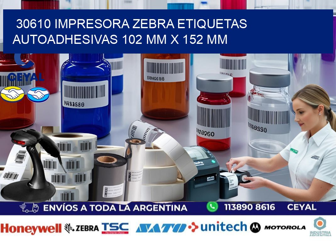 30610 impresora zebra etiquetas autoadhesivas 102 mm x 152 mm