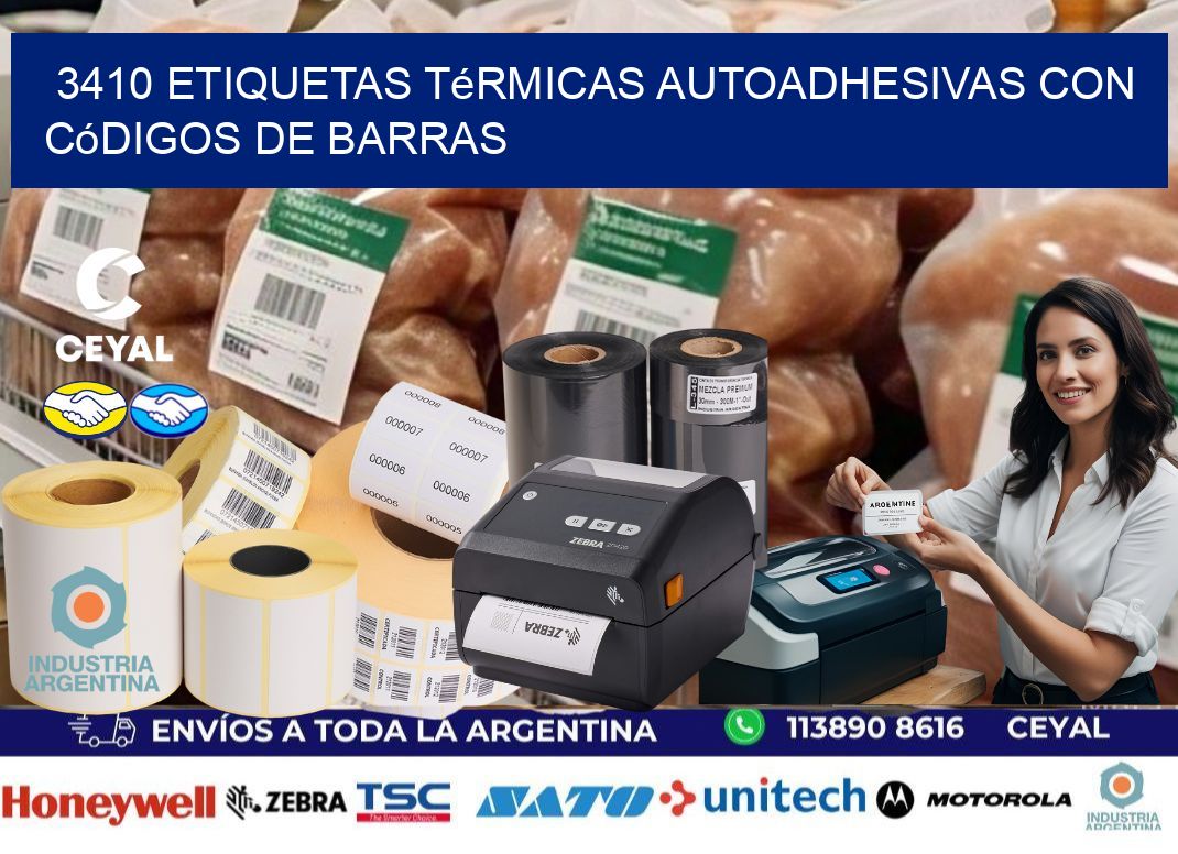 3410 Etiquetas térmicas autoadhesivas con códigos de barras