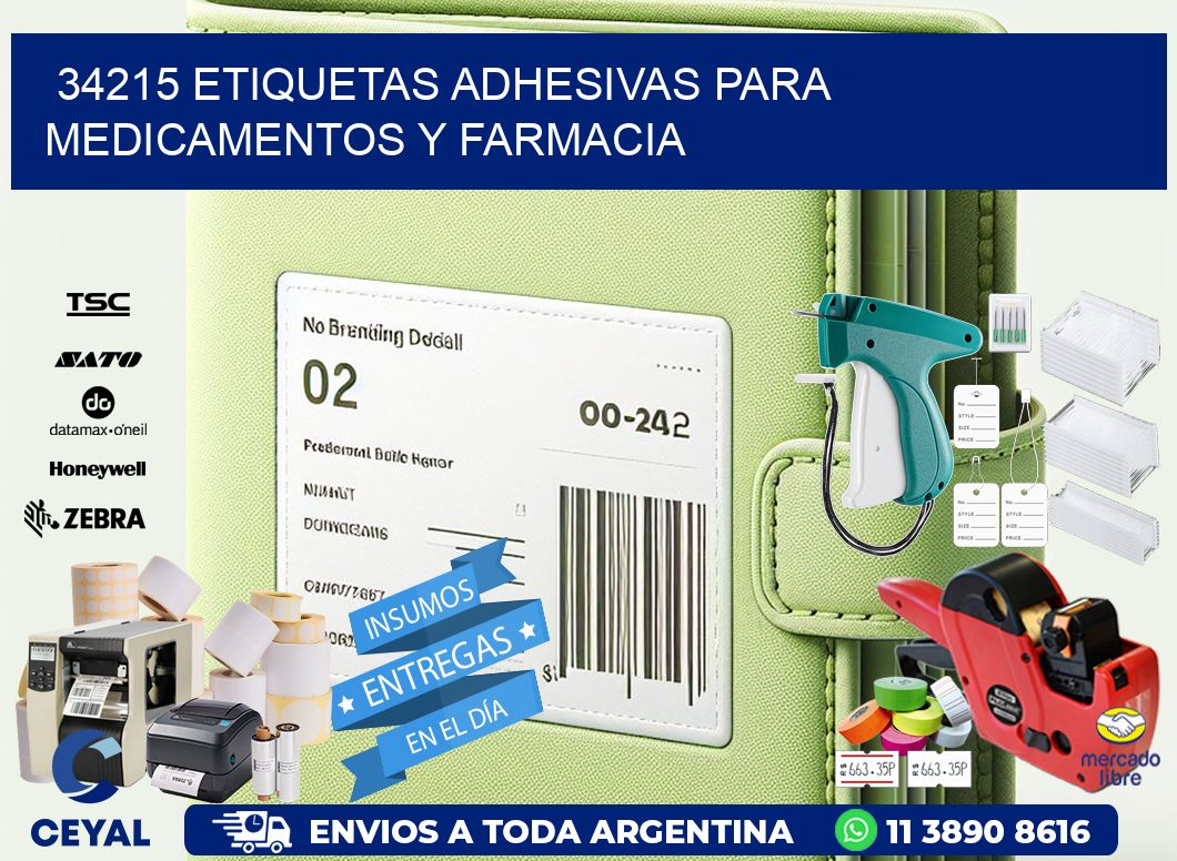 34215 Etiquetas adhesivas para medicamentos y farmacia