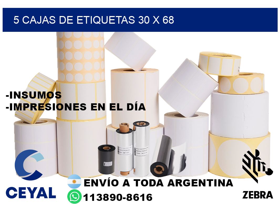5 cajas de etiquetas 30 x 68