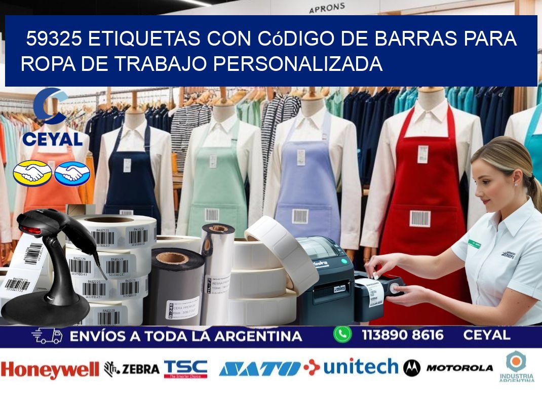 59325 Etiquetas con código de barras para ropa de trabajo personalizada