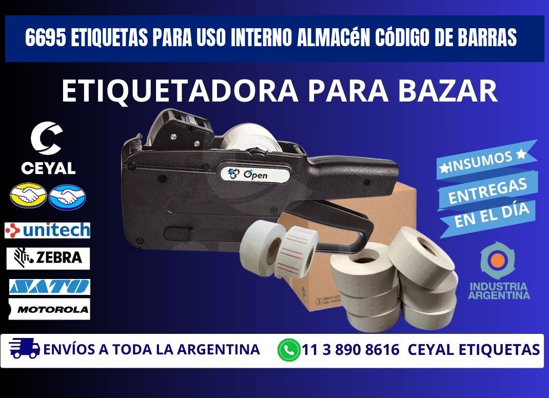 6695 etiquetas para uso interno almacén código de barras