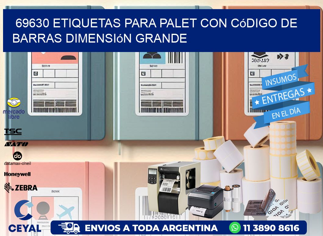 69630 etiquetas para palet con código de barras dimensión grande
