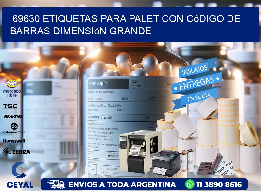 69630 etiquetas para palet con código de barras dimensión grande