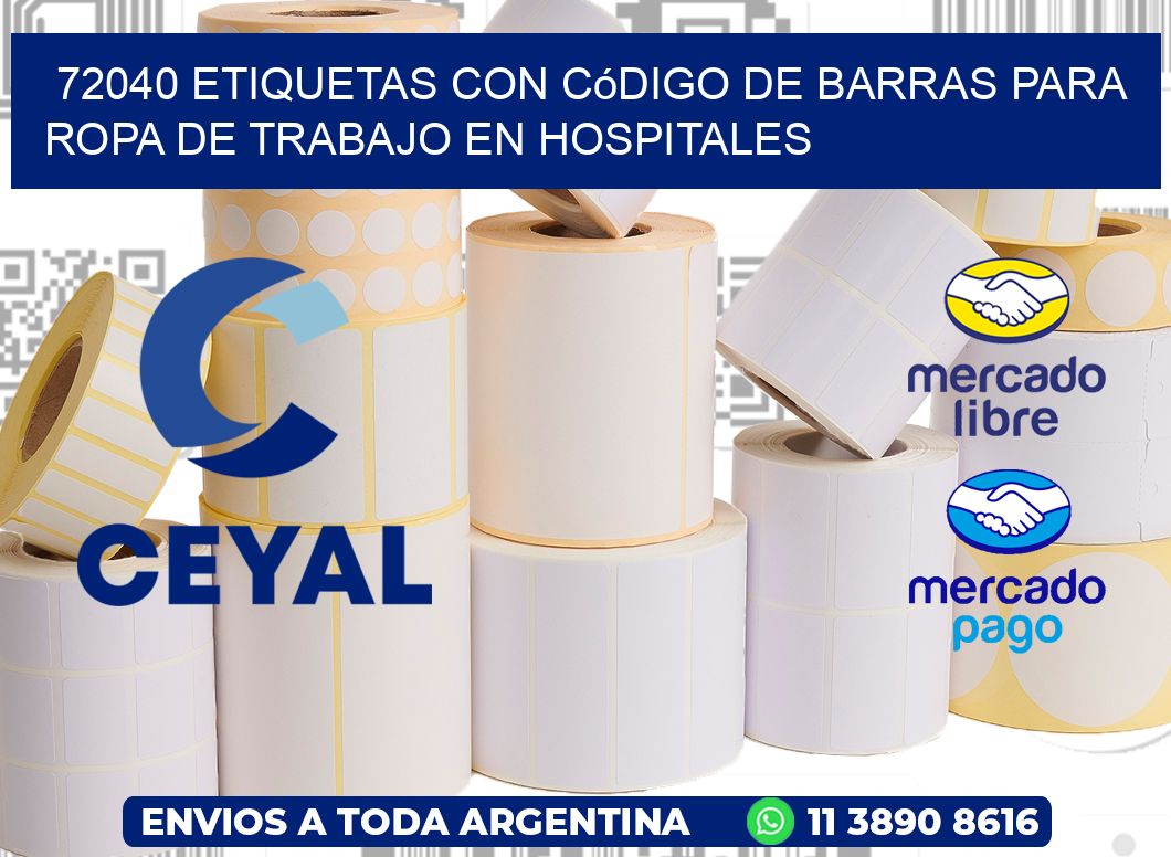 72040 Etiquetas con código de barras para ropa de trabajo en hospitales