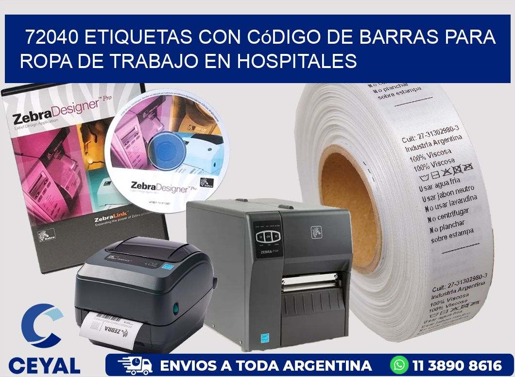 72040 Etiquetas con código de barras para ropa de trabajo en hospitales