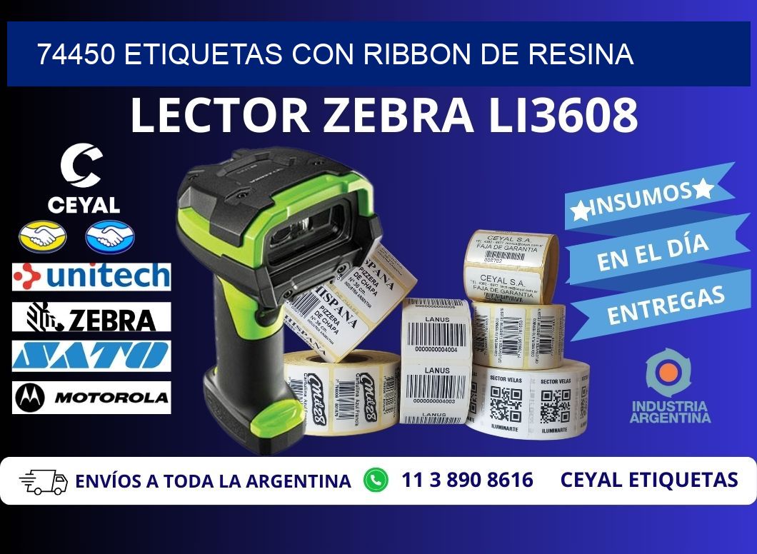 74450 etiquetas con ribbon de resina