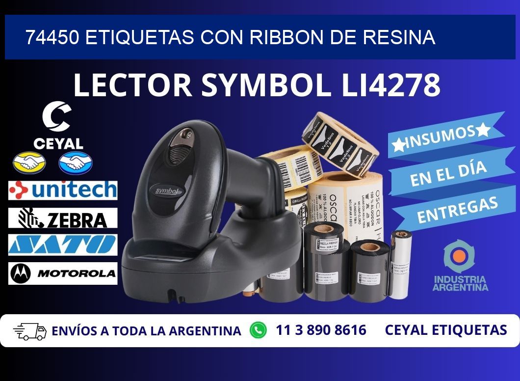 74450 etiquetas con ribbon de resina