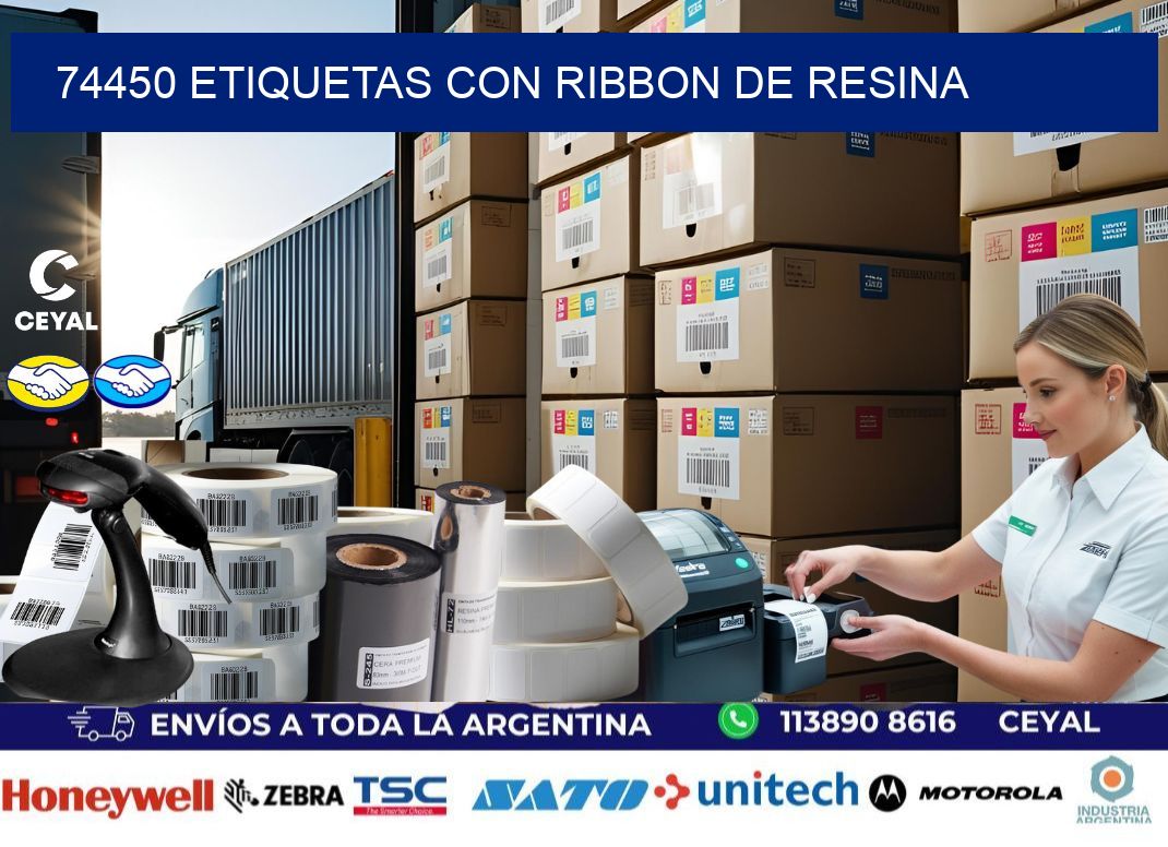 74450 etiquetas con ribbon de resina