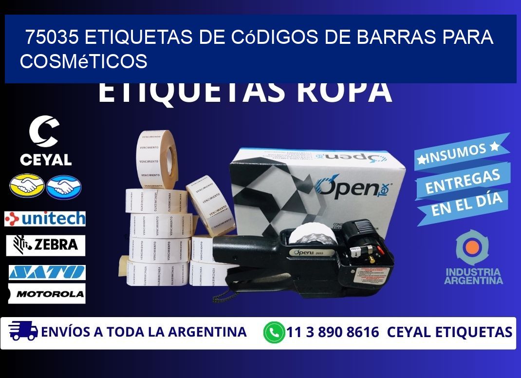 75035 etiquetas de códigos de barras para cosméticos