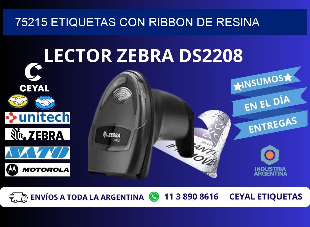 75215 etiquetas con ribbon de resina