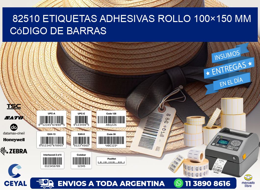 82510 etiquetas adhesivas rollo 100×150 mm código de barras