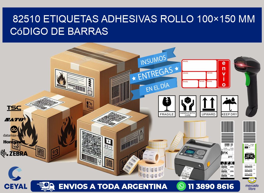 82510 etiquetas adhesivas rollo 100×150 mm código de barras