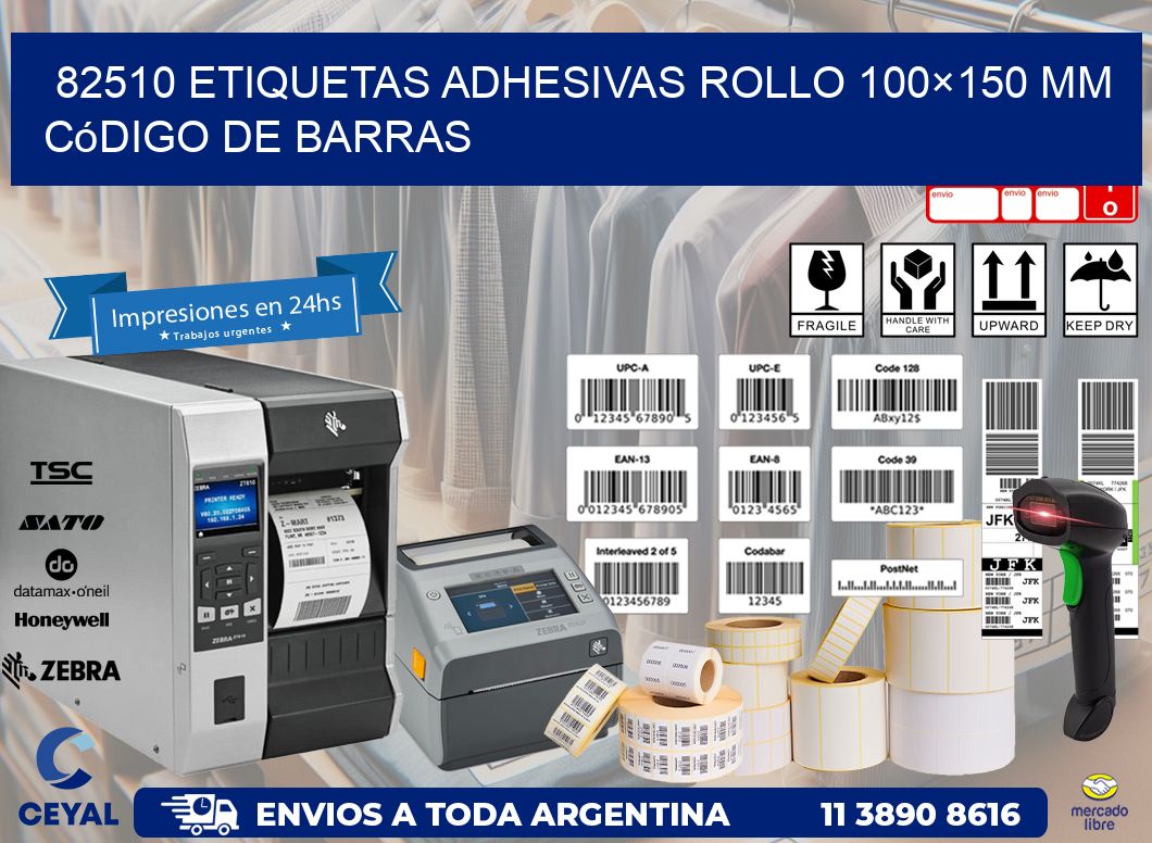 82510 etiquetas adhesivas rollo 100×150 mm código de barras